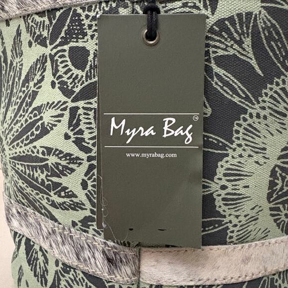 Myra Bag Hide And Floral Print Small Crossbody 10” X 10” Leather Style S-12C2 - Picture 7 of 10